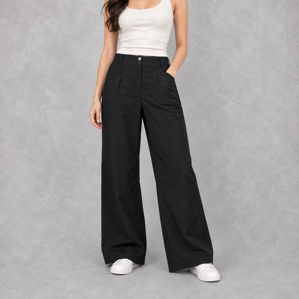 Anthropologie Maeve Junie Jeans Womens 33x31 Black Wide Leg Utility Pocket Denim - Picture 2 of 10